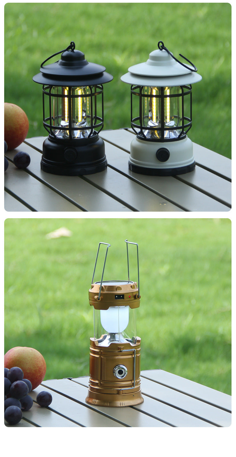 Retro Outdoor Revolving Camping Lantern Rechargeable Portable Lamp