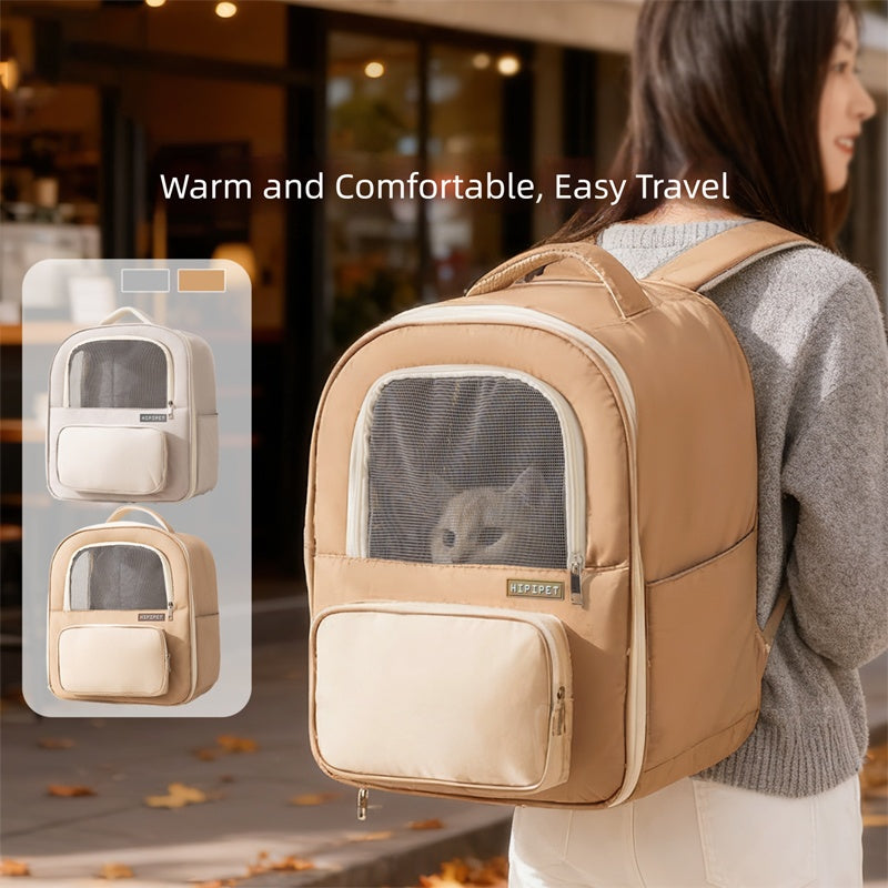 Breathable Warm Pet Travel Backpack with Mesh Window