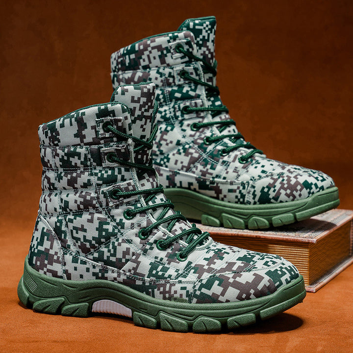 Fleece-Lined Camouflage Hiking Boots Thick Sole Warm Outdoor Snow Shoes