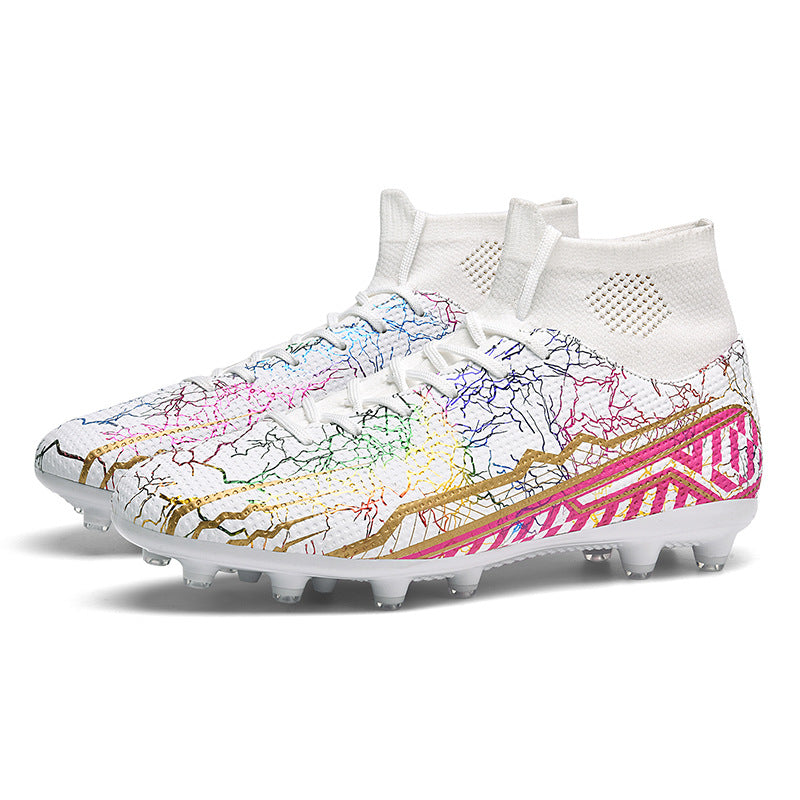 High-Top Youth Soccer Shoes with Turf Spikes for Better Traction