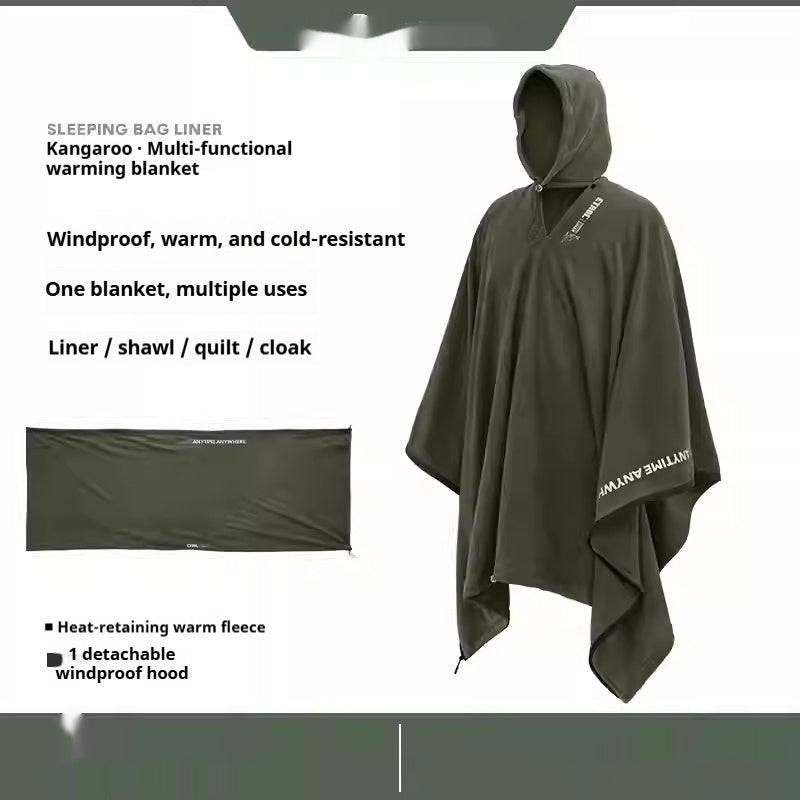 Multifunctional Thermal Camping Blanket Wearable Cold-Proof Cloak