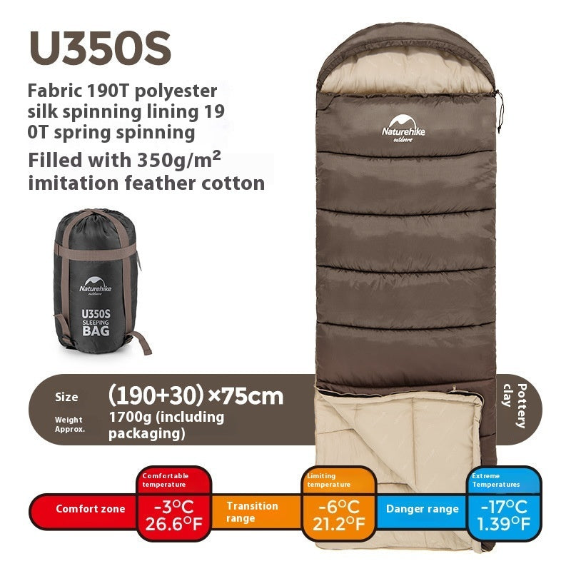 Naturehike Envelope Hooded Sleeping Bag Outdoor Autumn Winter Cold-Proof Double