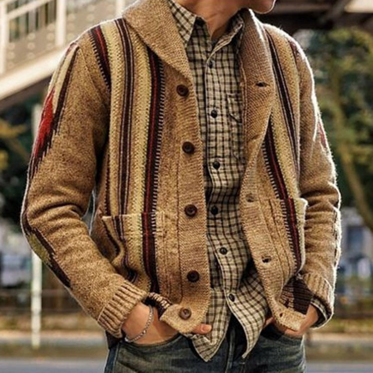 Men's Camouflage Print Lapel Sweater Jacket