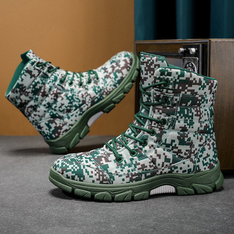 Fleece-Lined Camouflage Hiking Boots Thick Sole Warm Outdoor Snow Shoes