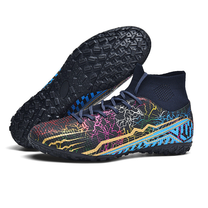 High-Top Youth Soccer Shoes with Turf Spikes for Better Traction