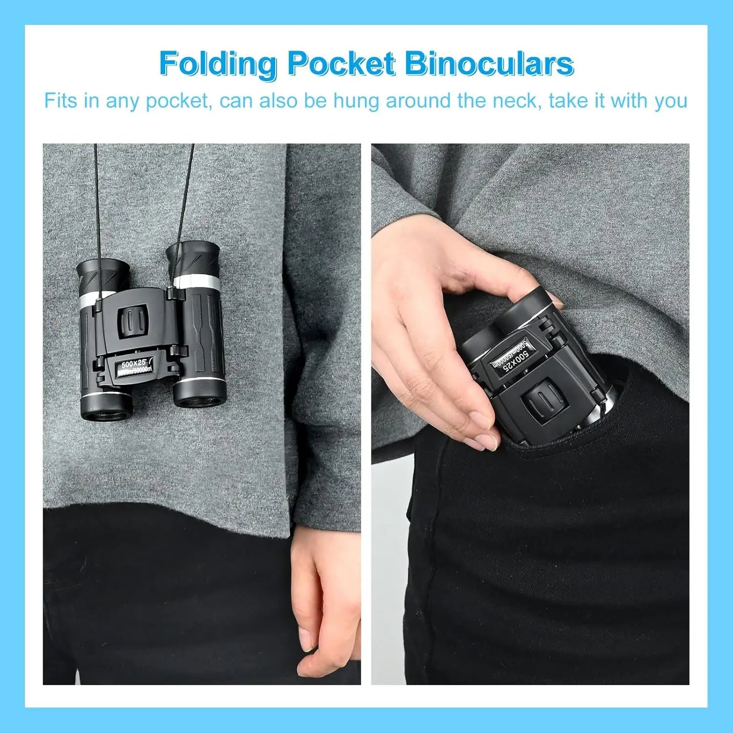 Portable HD Zoom Binoculars for Long Distance Outdoor Viewing
