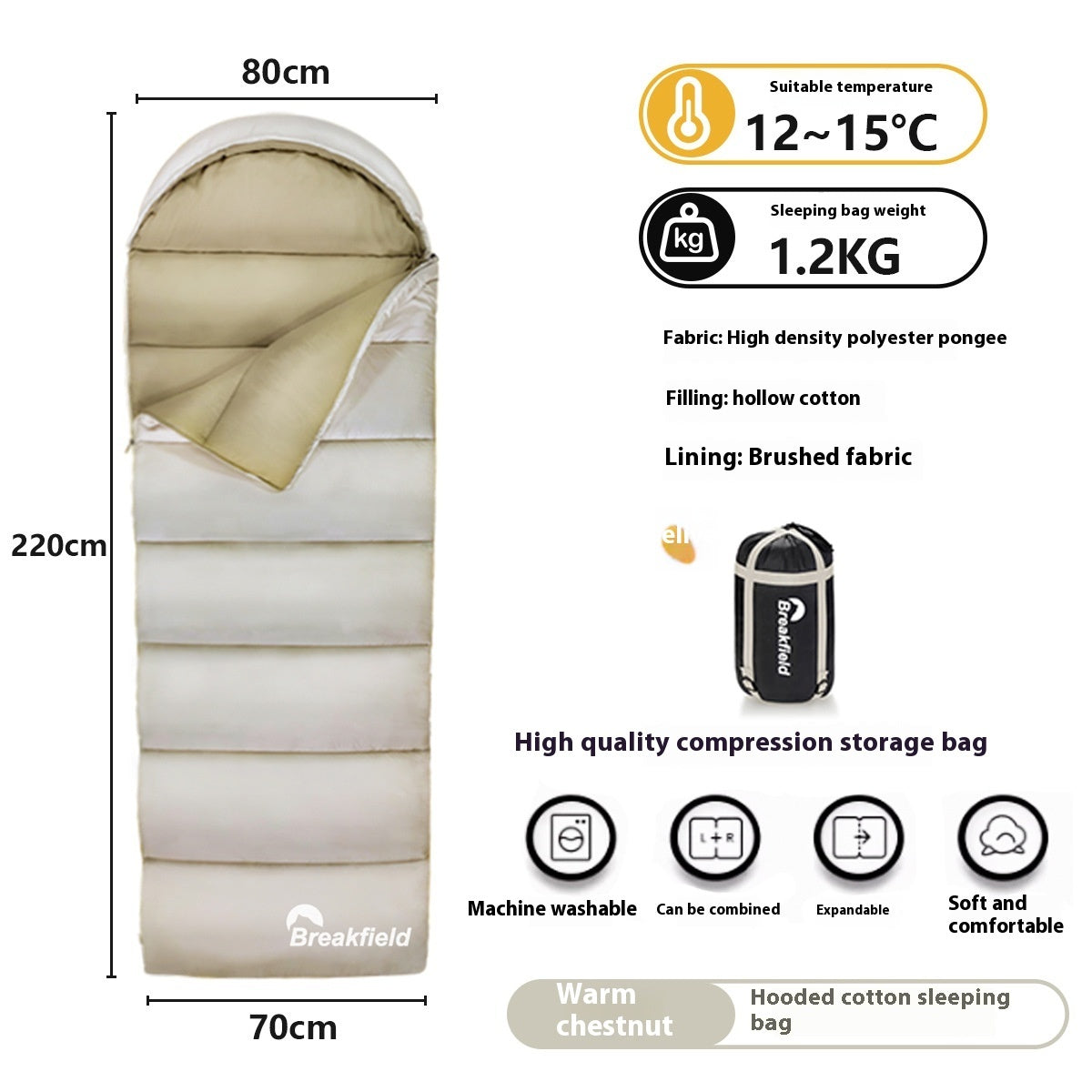 Outdoor Thickened Waterproof Cotton Four-Season Machine-Washable Sleeping Bag