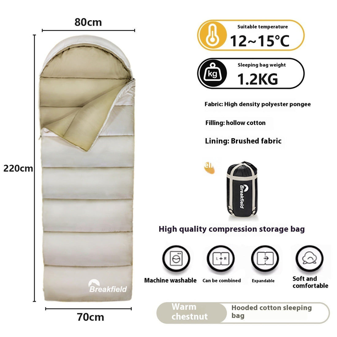 Outdoor Thickened Waterproof Cotton Four-Season Machine-Washable Sleeping Bag