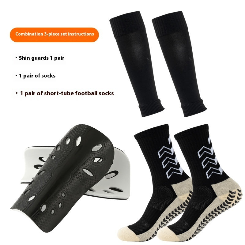 Long Soccer Shin Guard Set With Non-Slip Grip Socks