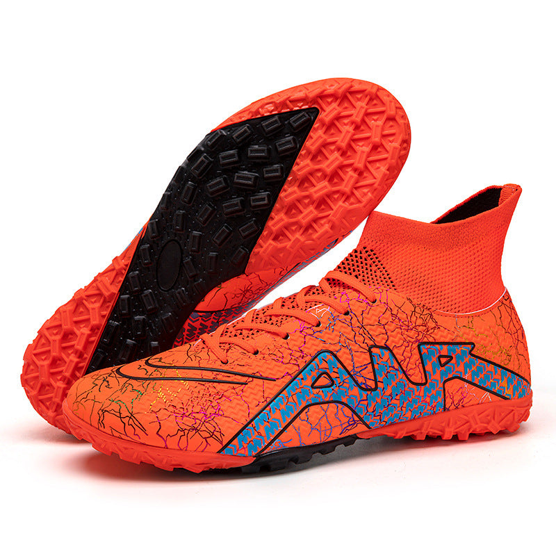High-Top Soccer Shoes with Special Spikes for Enhanced Grip