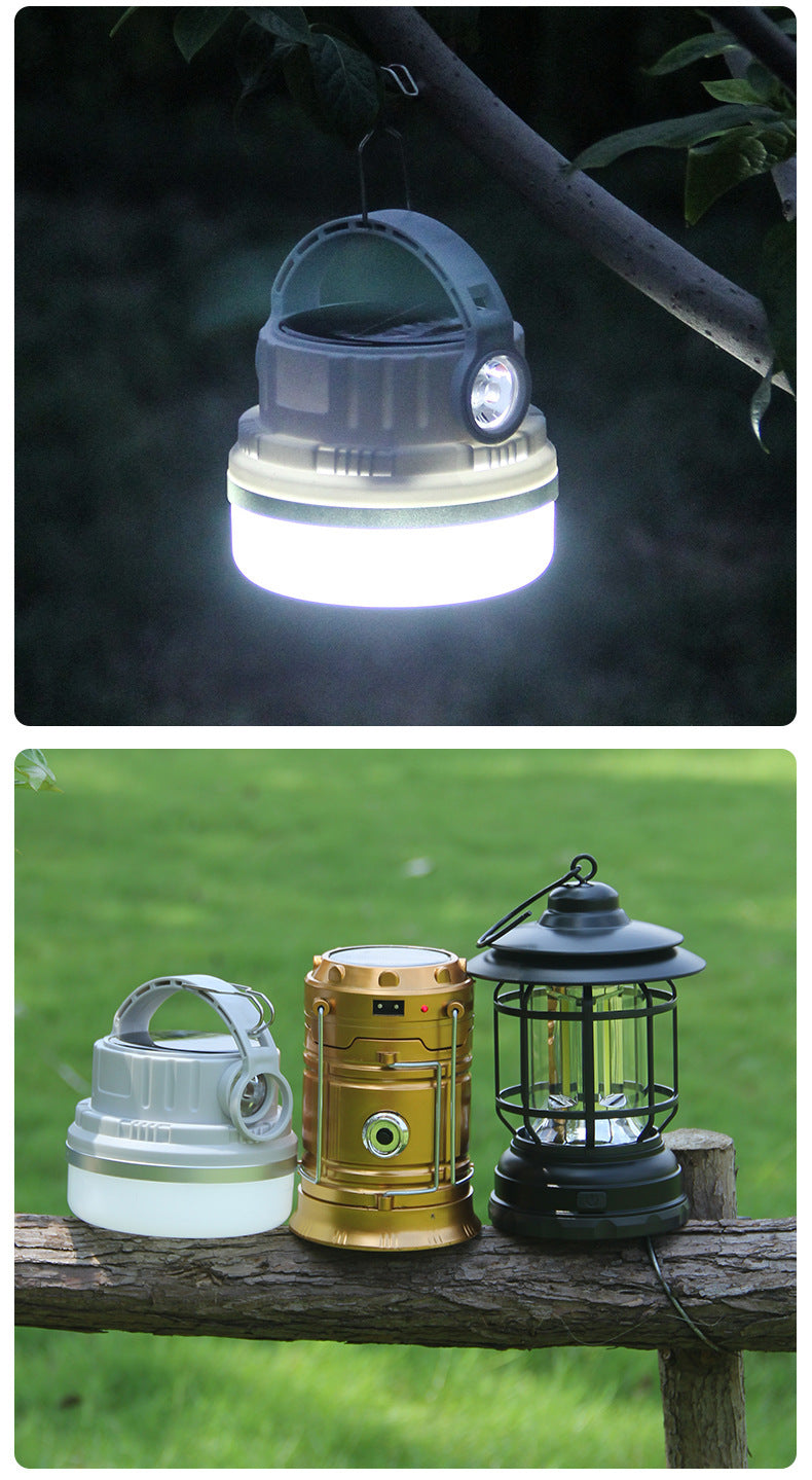 Retro Outdoor Revolving Camping Lantern Rechargeable Portable Lamp