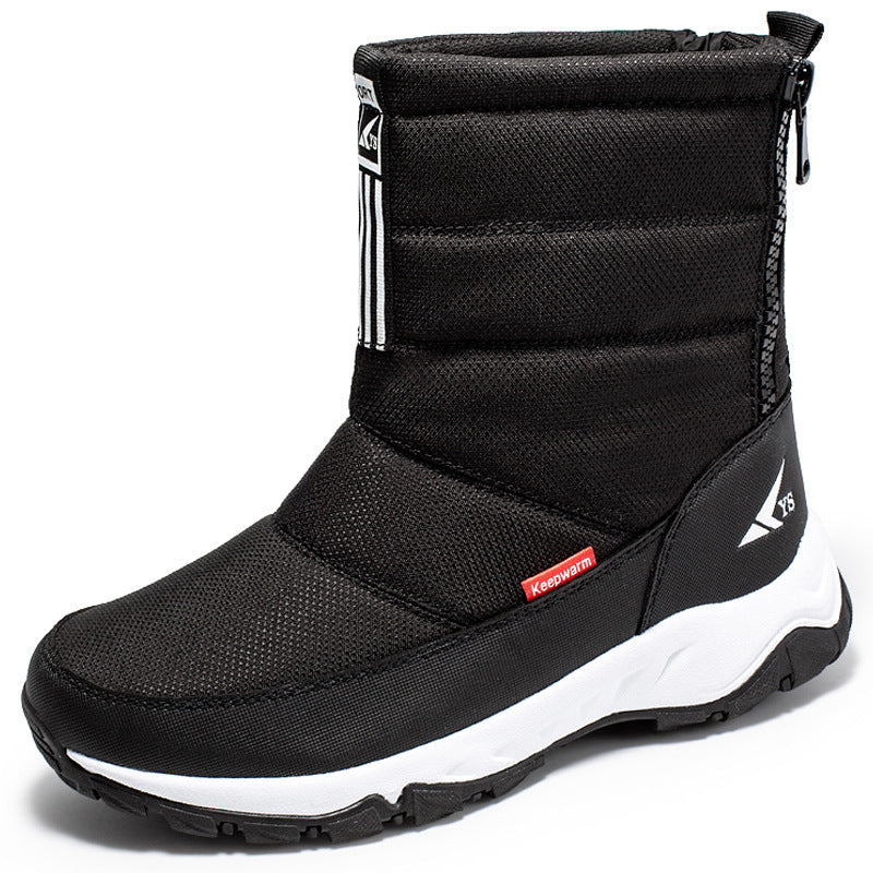 Men’s Waterproof Short Snow Boots with Fleece Lining for Skiing and Hiking