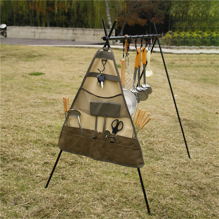 Outdoor Camping Foldable Tableware Set with Spatula, Spoon, and Hanging Bag