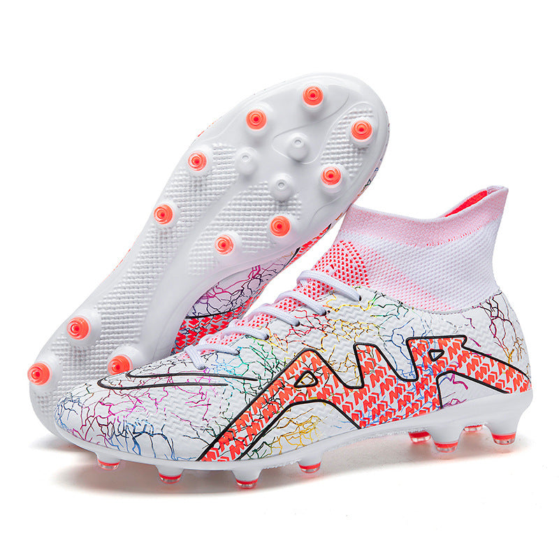 High-Top Soccer Shoes with Special Spikes for Enhanced Grip